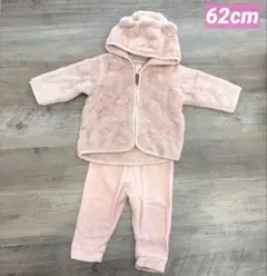 H&Mꕤフリース フード付きセットアップ/62cm