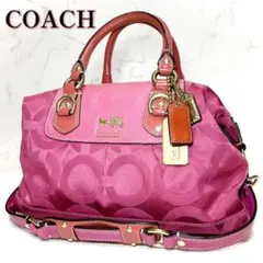 希少 COACH 2way shoulder pink オプアート マディソン