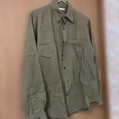 GU メンズ 長袖シャツ カーキ Sサイズ