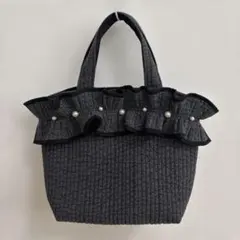 ☆116 ヌビバッグ チュールフリル ビジューパール トートバッグ