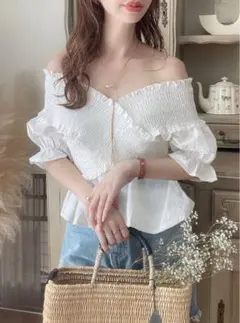 ＊GRL＊花柄刺繍クロスシャーリングトップス[tu321]のサムネイル