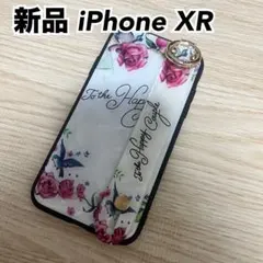 新品 iPhone XR ケース 花柄 ストラップ付き