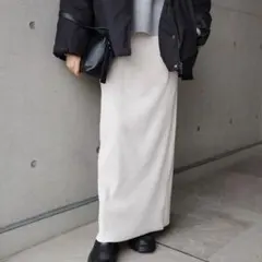 andme セルフカットリブ タイトスカート エクリュ　Sサイズ