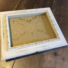 アンティーク装飾フレーム 小物入れ　ホワイト 木製