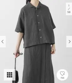 新品タグ付◇ BLACK かぐれ リネンラミーオープンカラーシャツ - メルカリ