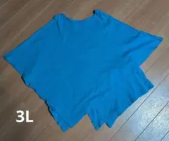 【3L】ターコイズブルー ポンチョ型半袖カットソーのサムネイル