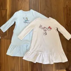 UNIQLO プリンセス刺繍フリースパジャマ 100cm 水色・ピンクセット
