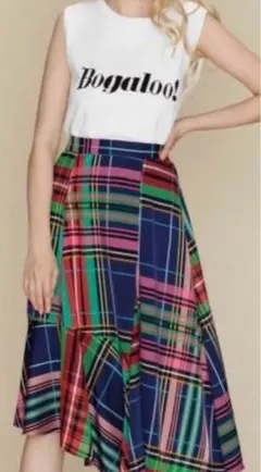 美品　グレースコンチネンタル　チェックイレギュラーヘムスカート