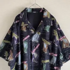 【美品】　glamb ノイジータイガー　オープンカラーシャツ　総柄　ブラック　Mのサムネイル