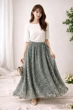 サマンサモスモス 小花総刺繍 ギャザースカート グレー F 綿100% 春