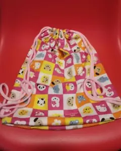 平成レトロ レアハローキティ 生地 巾着リュック アニマルデザイン カオハナ