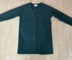 E hyphen world galleryノーカラーロングコート　グリーン