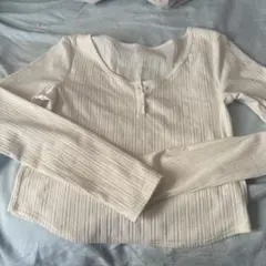 GU リブ編み クロップド長袖Tシャツ L