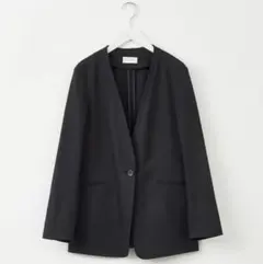 PLST プラステ レーヨンリネンストレッチカラーレスジャケット XS 黒