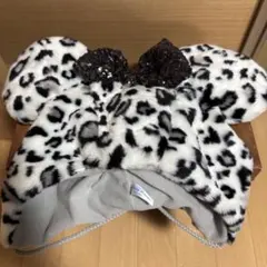 ディズニーリゾート　ヒョウ柄　ミニー　ファンキャップ　白