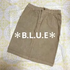 【B.L.U.E】レディーススカート　ベージュタイト　コットン混紡　ウエストゴム