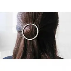 新品☆シルバーバレッタ☆丸型ヘアクリップ