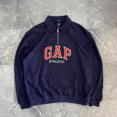 y2k GAP ハーフジップ トレーナー スウェット ロゴ ネイビー 平成