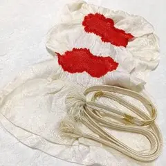 B7 帯揚げ 帯締め しぼり 中抜き 白 赤