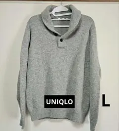 【美品】UNIQLO　メンズ　グレー ハイネックニットセーターLサイズ