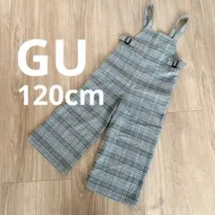 GU　チェック柄 サロペットパンツ キッズ　120cm