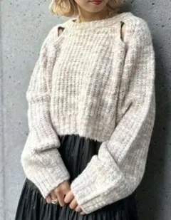 CIAOPANIC ショルダーカットアウトローゲージミックスニット