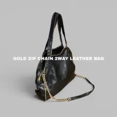 GOLD ZIP CHAIN 2WAY LEATHER BAG 3300Bのサムネイル