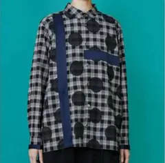極美品/近年モデル】フラボア 25AW サテン切替 ドットチェックシャツ 2 