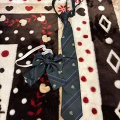 ダークグリーン ストライプ ネクタイセット