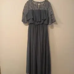 ネイビー フリル付きパーティードレス