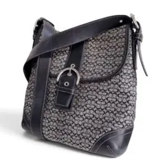COACH コーチ ショルダーバッグ キャンバス レザー ブラック シグネチャー
