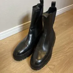 【ZARA】ブラック サイドゴアブーツ 厚底 レディース