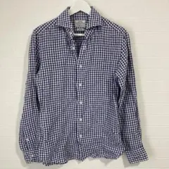 極美品　ユナイテッドアローズ　麻　リネン100%長袖シャツ　ギンガムチェック　Mのサムネイル