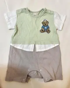 petit main クマ刺繍付きロンパース