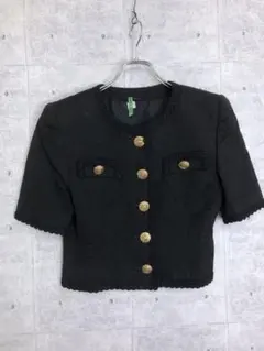 J&R バブリー古着 刺繍レースパイピング ゴールドボタン ショートジャケットのサムネイル