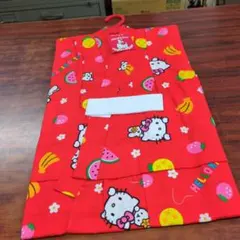 タグ付きハローキティ 子供用浴衣 110 赤 フルーツ柄　未使用平成レトロ