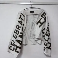 DENIMDUNGAREE ホワイト クロップド丈ジャケット 大文字プリント