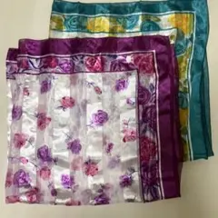 花柄スカーフ 2枚セット パープル グリーン