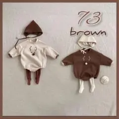 トナカイ ロンパース 70 73 ブラウン トレーナー 裏起毛 クリスマス 衣装