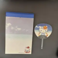 【2点セット】ハローキティ　メモ　ミニうちわ　1999年製　平成レトロ　サンリオ