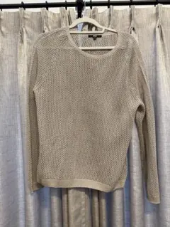 UNIQLO ベージュ メッシュ編み ニットセーター 長袖