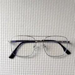 【新品未使用】ツーブリッジ★ダブルブリッジ★スクエア★メタルフレーム★シルバー