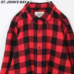 【XLサイズ】セントジョンズベイ BDシャツ ネルシャツ ブロックチェック 赤黒