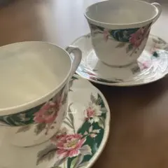 花柄ティーカップ・ソーサー2個セット