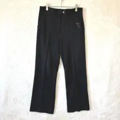 asics アシックス／ブラック スラックス 前面ロゴ付きレディース 日本製