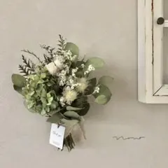 early summer アジサイと白い小花のブーケ　スワッグ　25cm