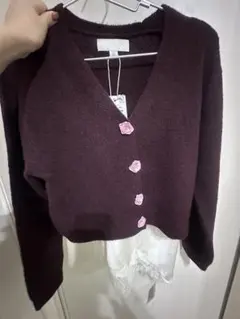 ZARA カーディガン　フラワーボタン