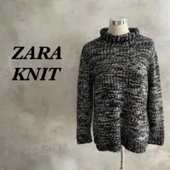 ZARA ニット プルオーバー ミックス タートルネック ブラック L 979