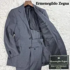 【本家】モヘヤ混 エルメネジルドゼニア セットアップスーツ グレー ストライプ