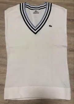 LACOSTE ニットベスト ホワイト チルデン 40 レディース